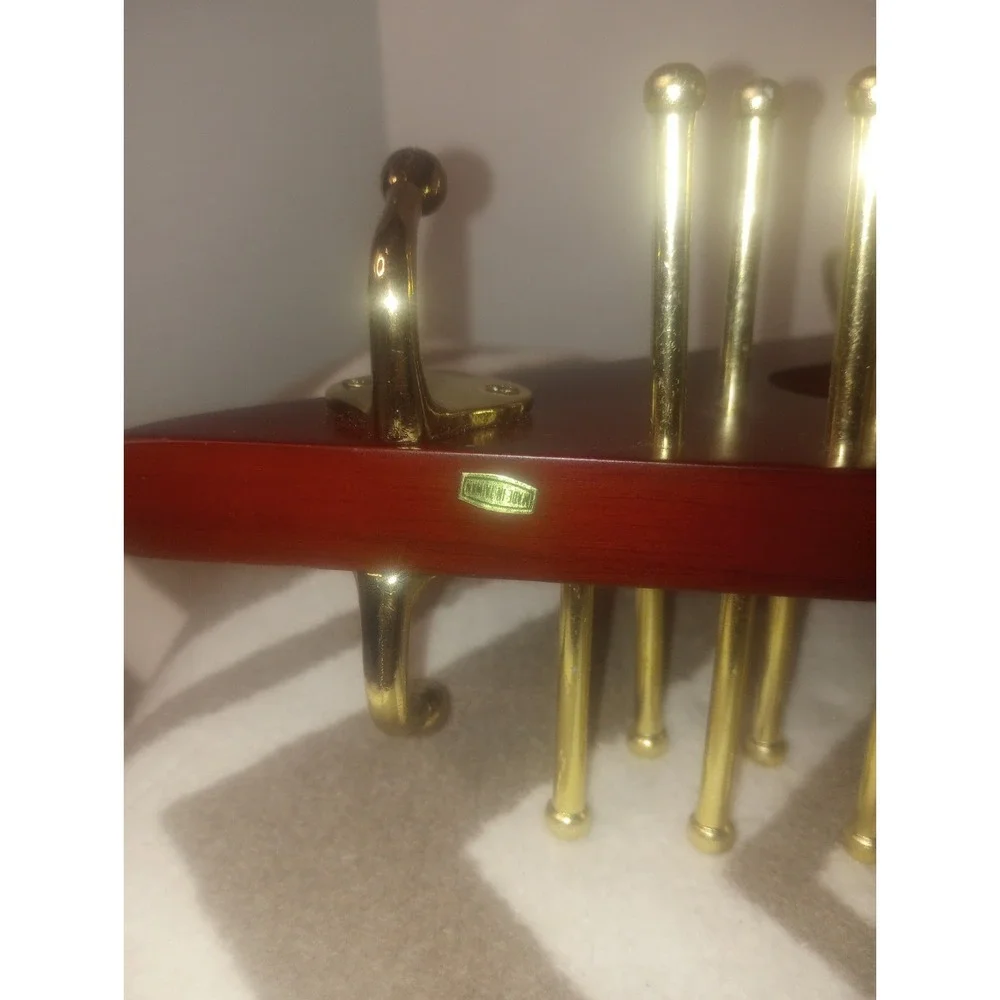 Wooden And Gold Tone‎ Hanging Neck tie- Belt Holder Rack Taiwan